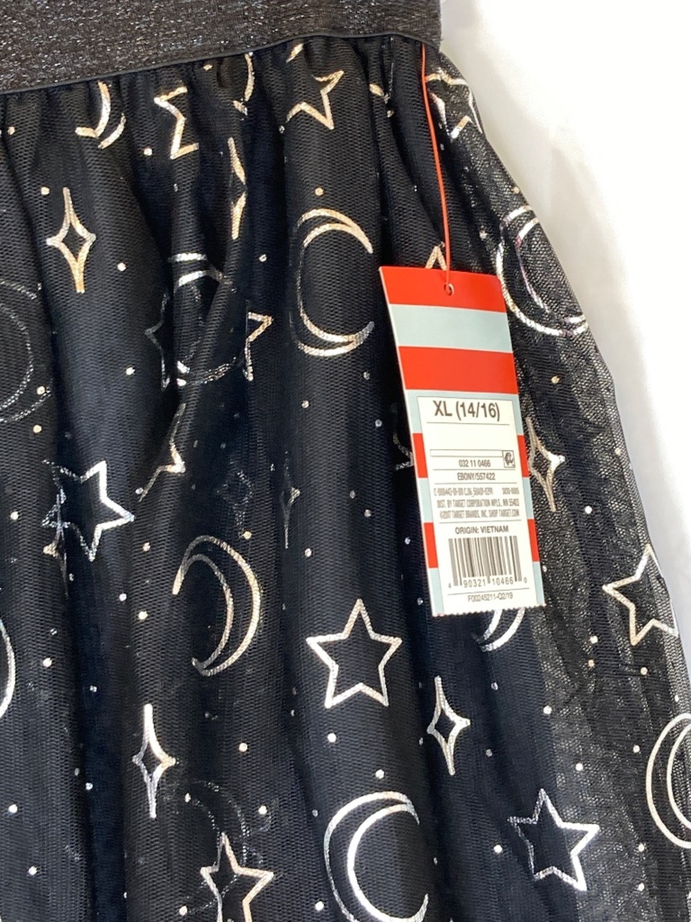 Cat & Jack NWT Moon and Stars Black Silver Sz XL 14/16 YOUTH Tutu Bottom - Picture 2 of 12